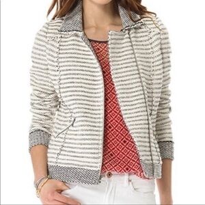 Ella Moss Salinas Stripe Tweed Moto Jacket.
